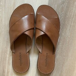 Sundance leather crisscross flat sandals NEW